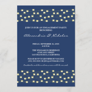 String of Lights Engagement Party Invite (navy)