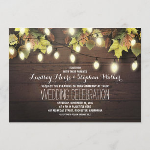 string of lights fall wedding invitation