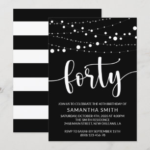 String Of Lights, Light Garland, 40th Birthday Invitation