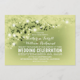 String Of Lights Light Green Wedding Invitation