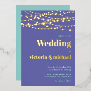 String of Lights Modern Wedding Foil Invitation
