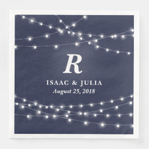 String of Lights Monogram Personalized Wedding Day Napkin
