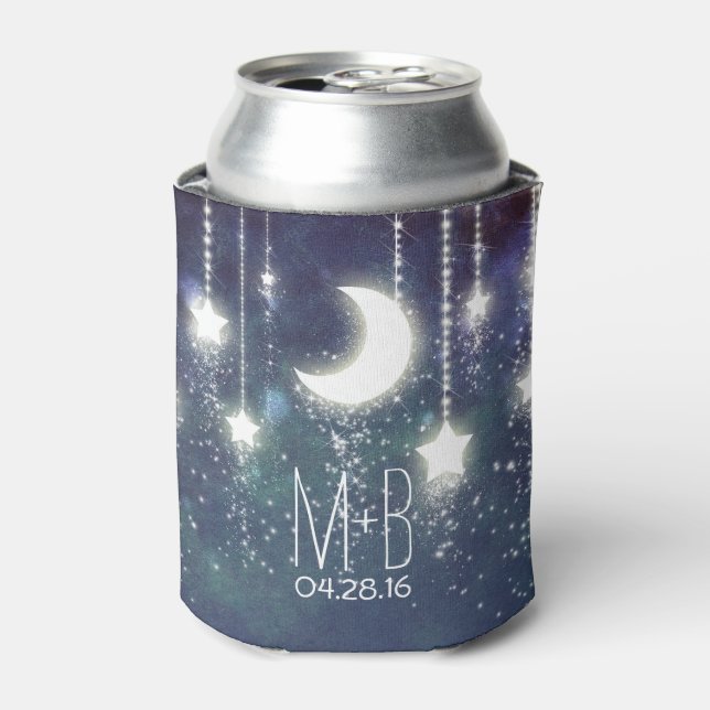 String of Lights Night Stars Moon Can Cooler (Can Front)