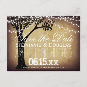 String of Lights Oak Tree Save the Date Postcards