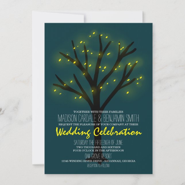 String of Lights Oak Tree Wedding Invitations (Front)