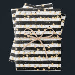 String of Lights on Black White Stripes Wrapping Paper Sheet<br><div class="desc">A string of gold lights on a pattern of black and white lines and gold dots,  these sheets of wrapping paper are fun for your birthday,  wedding,  anniversary,  bridal shower gift giving or any occasion. MORE designs in our store.</div>