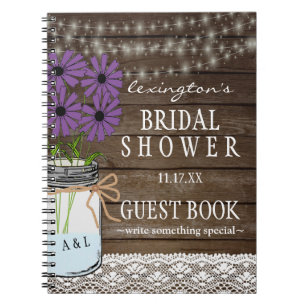 String Of Lights Rustic Bridal Shower Guestbook   Notebook