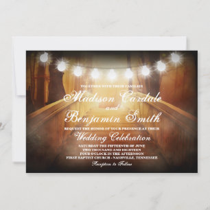 String of Lights Rustic Bridge Wedding Invitations