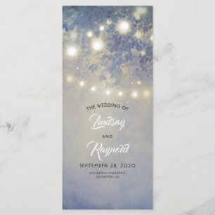 String of Lights Rustic Dusty Blue Wedding Program