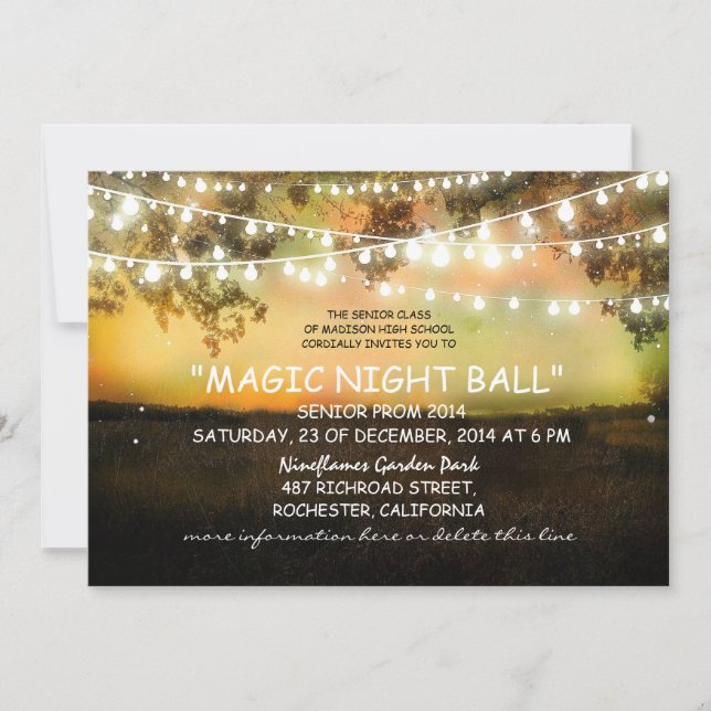 string of lights rustic Prom night Invitation (Front)
