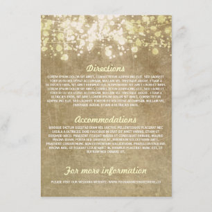 String of lights rustic wedding information cards