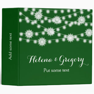 String of lights, snowflake green wedding planner binder