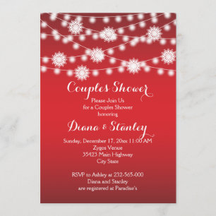 String of lights snowflakes wedding couples shower invitation