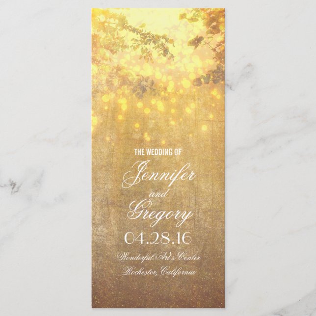 string of lights tree branches wedding programs (Front)