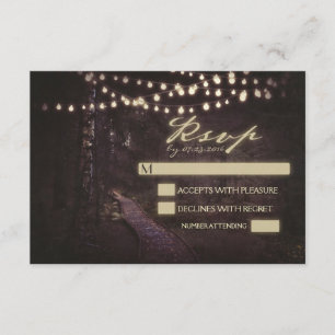 string of lights tree path wedding RSVP Card