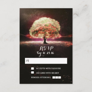 String of lights tree wedding RSVP cards