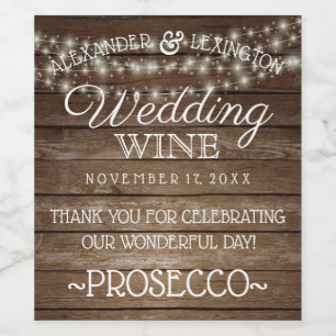 String Of Lights Wedding Sparkling Wine or Label