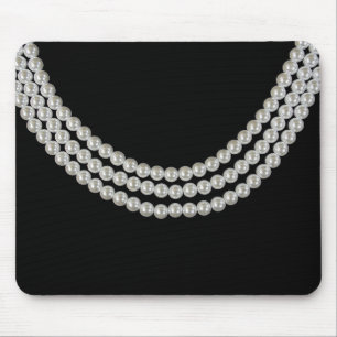 String Of Pearls On Black Mouse Pad