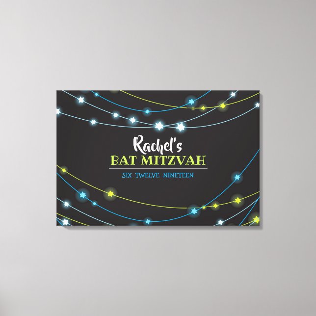 STRING OF STARS Bar Bat Mitzvah Sign-In Board Canvas Print (Front)