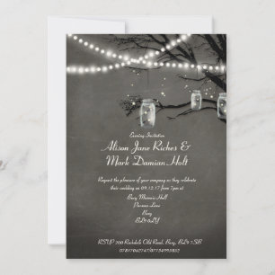 String of Twinkle Lights Rustic Outdoor Night Tree Invitation