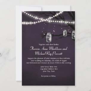 String of Twinkle Lights Rustic Outdoor Night Tree Invitation