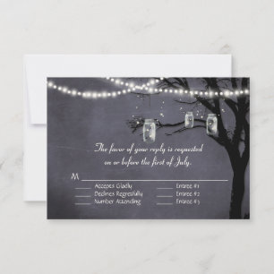 String of Twinkle Lights Rustic Outdoor Night Tree RSVP Card