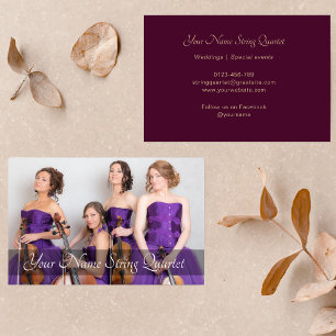 String Quartet Photo Template Musician Burgundy Business Card