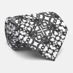 Stringed Grey Moons In Boxes Modern Art Tie