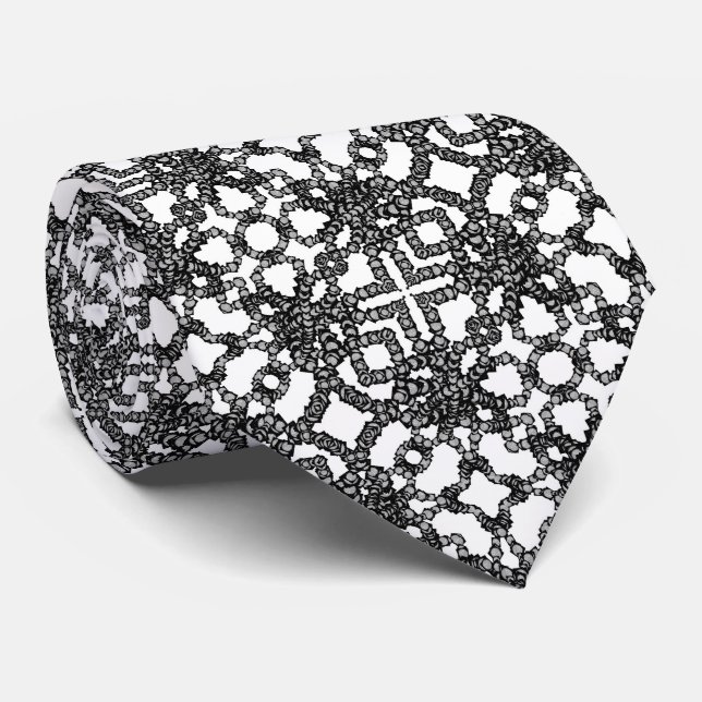 Stringed Grey Moons In Boxes Modern Art Tie (Rolled)