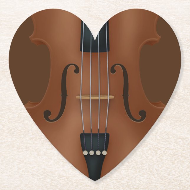 Stringed Instrument Cello Viola Violin Heart Paper Coaster (Front)