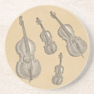 Stringed Instruments Old Line Drawings Coaster
