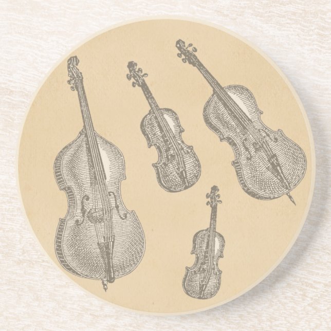 Stringed Instruments Old Line Drawings Coaster (Front)