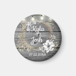 Stringed Lights Wreath Rustic Wedding Magnet