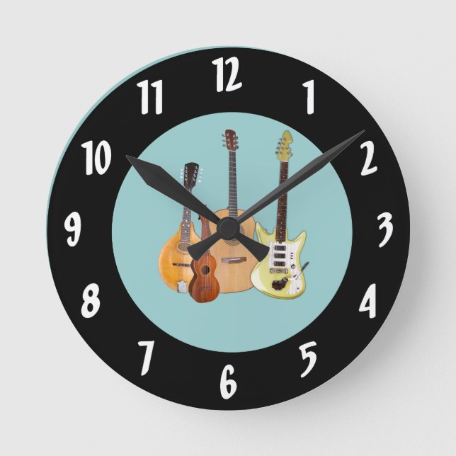 Strings-Musical Instruments Round Clock (Front)