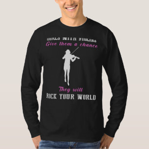 Strings of Enchantment: Girls with Violins Rock Te T-Shirt