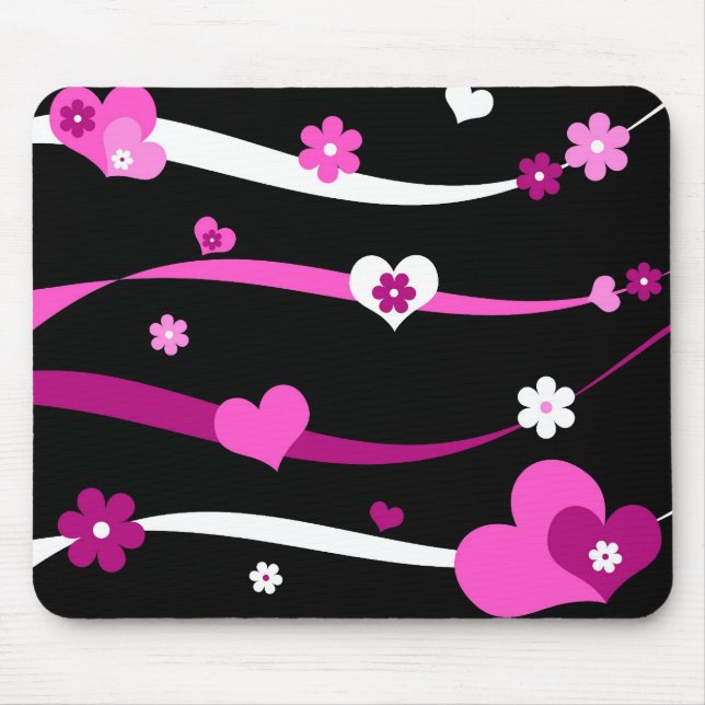 Strings of hearts and flowers mouse pad (Front)
