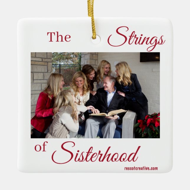 Strings of Sisterhood  Ceramic Ornament (Front)