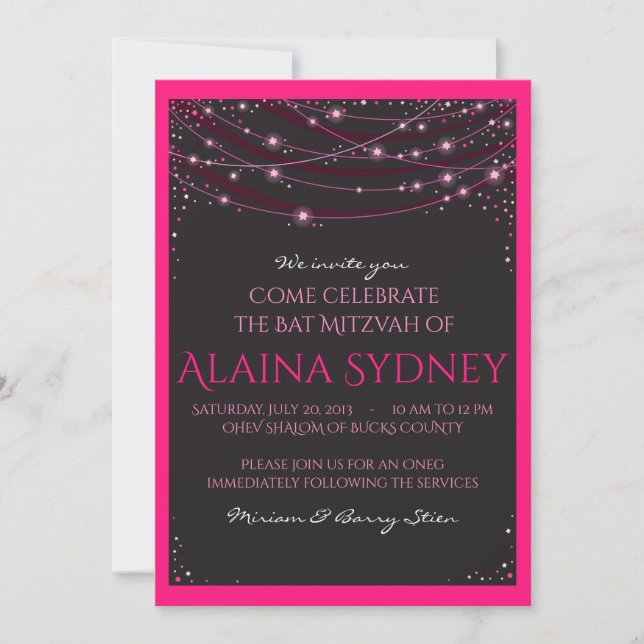 STRINGS OF STARS Bat Mitzvah Invitation (Front)