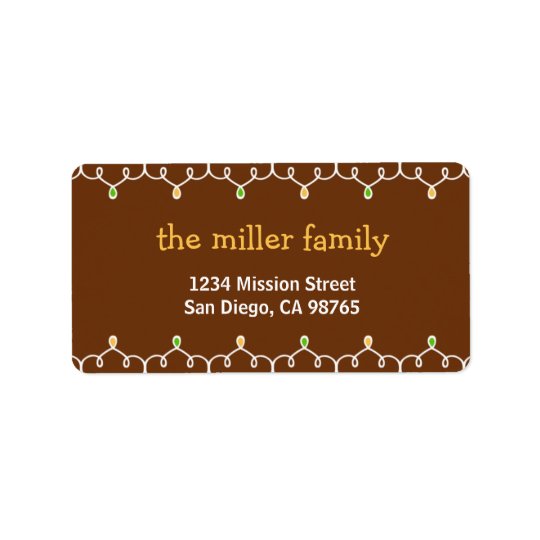 Stringy Christmas lights brown address label