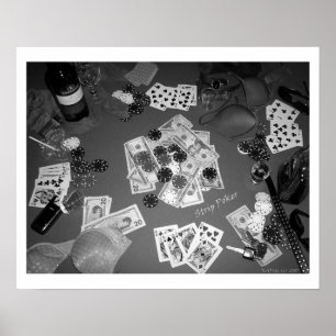 Strip Poker Black and White Poster