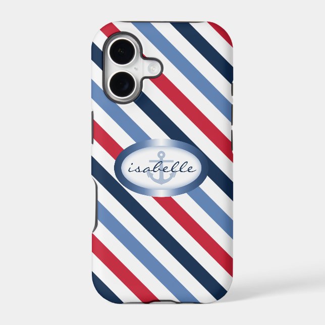 Stripe and Anchor Personalized Nautical Pattern (Back)