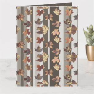 Stripe Autumn Color Leaves Card