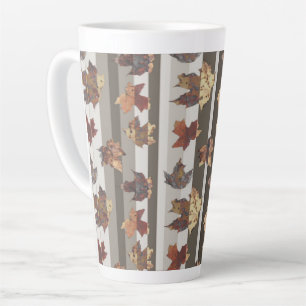 Stripe Autumn Colour Leaves Latte Mug