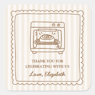 Stripe Bun in the Oven Baby Shower Thank You Favor Square Sticker