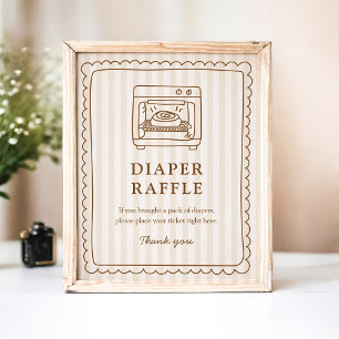 Stripe Bun in the Oven Shower Diaper Raffle Game Poster