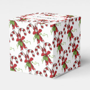 Stripe Candy Canes with Holly and Bow Favor Box