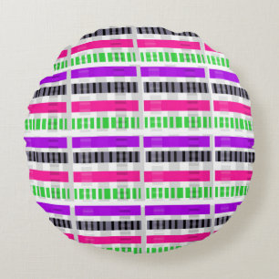 Stripe & Check 2014 Round Pillow