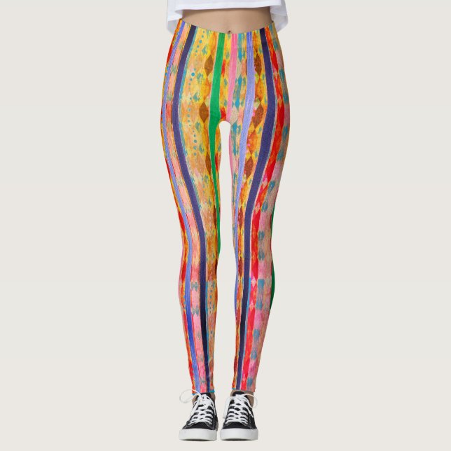 Stripe Colours Abstract Leggings (Front)