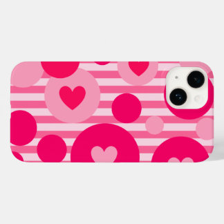 Stripe Dot Hearts Case-Mate iPhone 14 Case