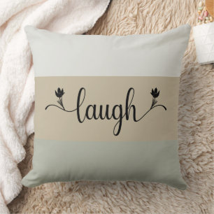 Stripe Earth Tones "Laugh" Decorative Throw Pillow